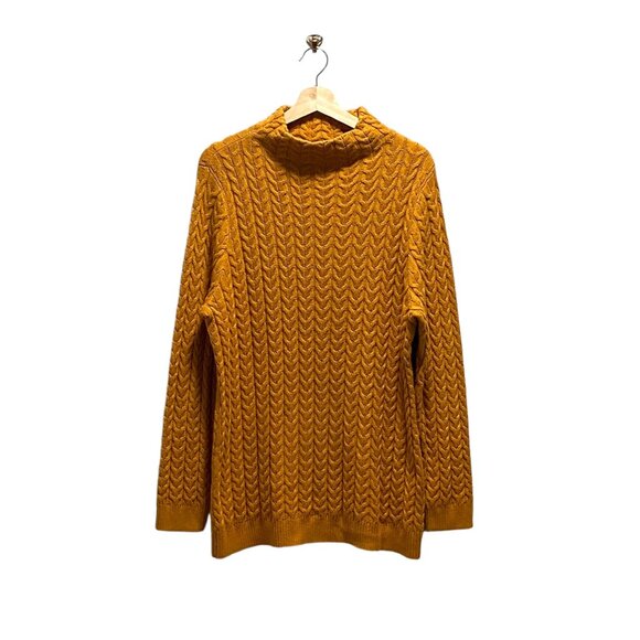 Christopher & Banks Cableknit Turtleneck Sweater Mustard Size XL NWT Soft Cozy - Picture 1 of 12